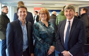 Agents gather at Stadium Point for Winter Warmer event with Liz Lowe, Head of Development at Morris Property and Toby Shaw, Towler Shaw Roberts (front)