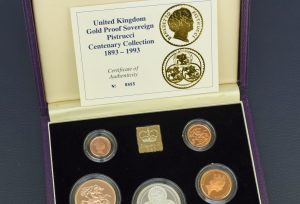 Gold proof sovereign Pistrucci centenary collection