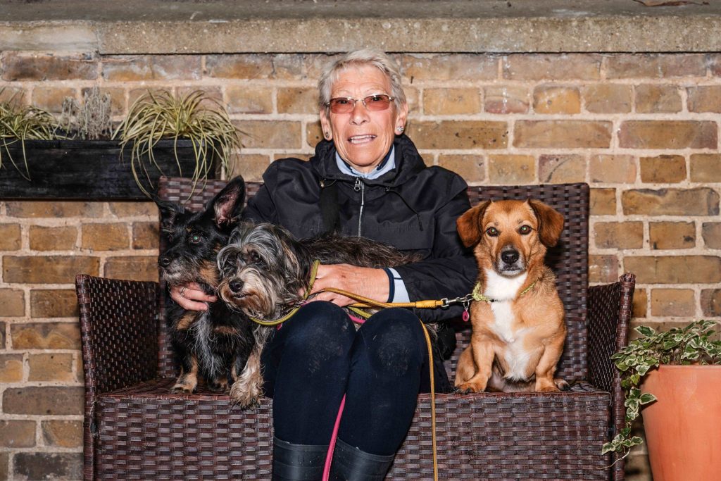 Lovely photo of Margaret with dogs