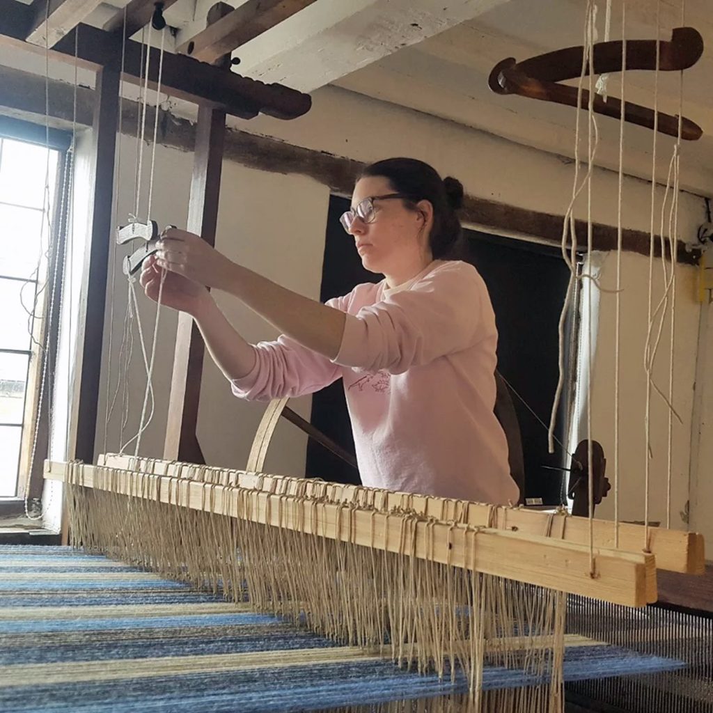 Newtown Textile Museum kay-lee fixing the loom