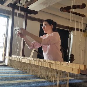 Newtown Textile Museum kay-lee fixing the loom