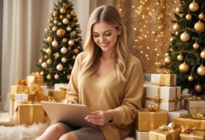 pikaso_texttoimage_golden-quarter-christmas-shopping-online