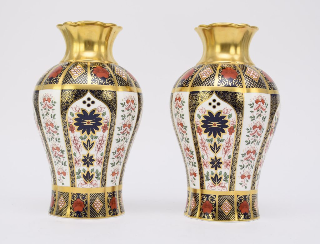 pair of large Royal Crown Derby 'Arum Lily' imari vases